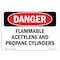 Signmission OSHA Sign, 7" Height, 10" Width, Rigid Plastic, Flammable ACETYLENE And Propane Cylinders, Landscape OS-DS-P-710-L-2053 - alternate 1